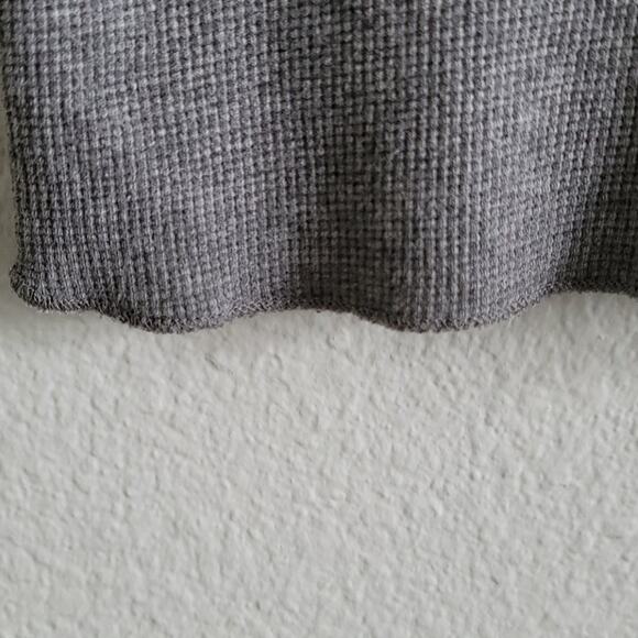 KRISTIN DAVIS Thermal Hoodie Waffle Knit Short Sleeve Pockets Size Medium Gray - Picture 3 of 8